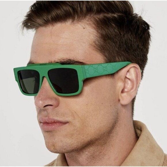 NEW GUCCI SUNGLASSES GREEN MEN EYEWEAR GUCCI - Picture 3 of 4